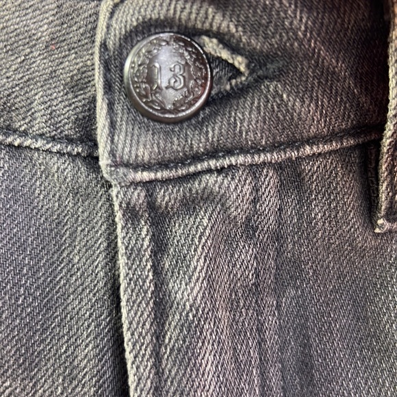 R13 JAPANESE DENIM KNEE CHAPS SHREDDED BLACK  & LEATHER SZ 24 - Picture 5 of 12